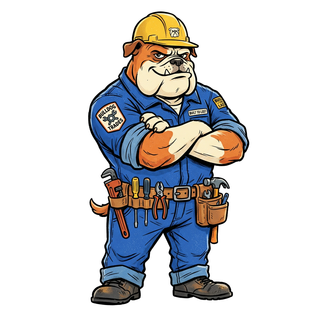 Cartoon HVAC, plumbing and electrical mascots